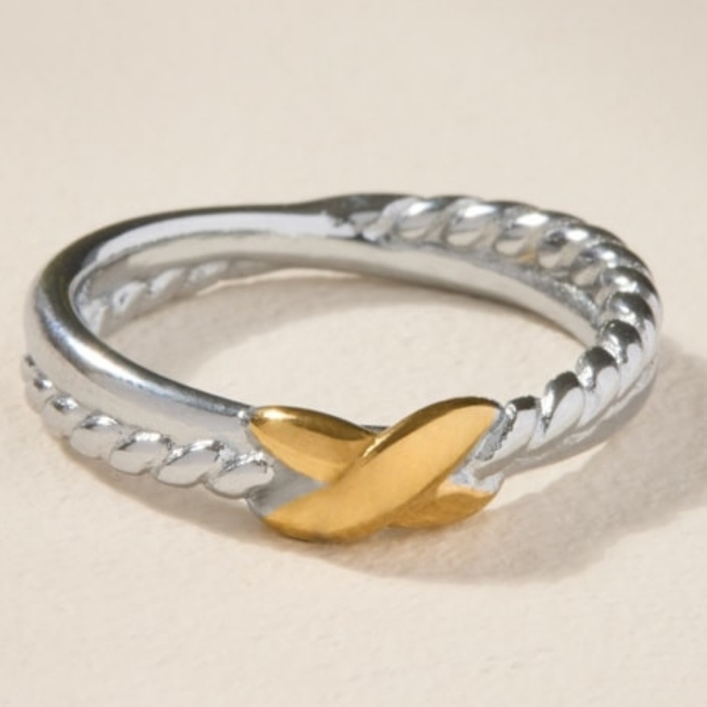 Francesca's Two-Tone Knot Stainless Steel Ring - Silver & Gold Tone Ring Size 6